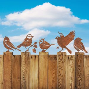 5pcs Rusty Birds Decoration Lifelike Metal Birds Garden Ornaments Garden Decoration Set With Rusty And Small Birds, Rusty Decoration For Garden, Home Yard Decor For Christmas