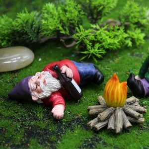 4 Pieces Drunken Dwarf Statue, Resin Drunken Dwarf Garden Decoration Fairy Garden Accessories Collection Statue Mini Gardening Dwarf Statue Jewelry, Yard Art Decor