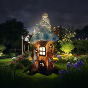 1PC solar outdoor bird house statue lights, fairy tale castle, luminous bird house, resin craft ornaments, indoor and outdoor decorative ornaments, courtyard, garden decorative lighting.