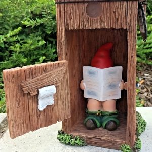 1pc Hilarious Reading Garden Gnome Statue - Durable Outdoor Accent With Toilet Door Meme Fun - Quirky Dwarf Figurine For Yard, Camp & Party Decor