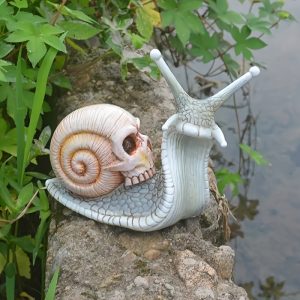 1pc, Skeleton Snail Skull Sculpture Garden Home Decoration Resin Crafts, Outside Decor, Outdoor Decor, Garden Decor, Yard Decor, Lawn Decor