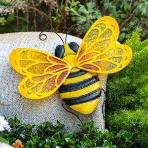 1pc, Metal Bee Wall Decor, Hanging Garden Art, Outdoor & Indoor Decoration for Fence, Patio, Porch