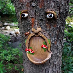 1 Set Creative Tree Face Bird Feeder, Outdoor Garden Tree Decorations Resin Crafts, Outdoor Statue Tree Face Bird Feeder, Suitable For Home, Courtyard, Porch, Garden Decoration, Park Tree Decorations